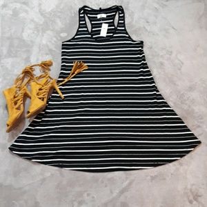 Lou & Grey Racerback Black White Stripe Dress M